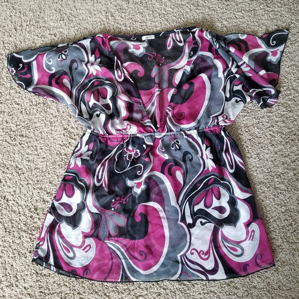 Sheer multi color blouse